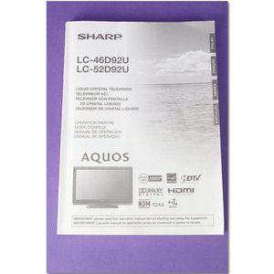 Sharp Aquos LC46D92U LC52D92U operation manual